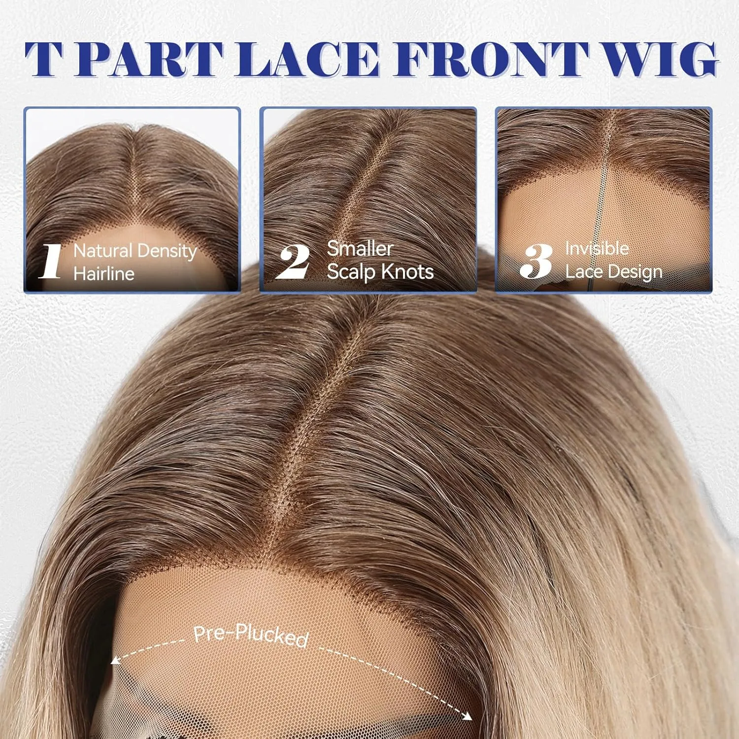 HAIRCUBE Ombre Blonde Synthetic Lace Front Wig, 26 Inch Glueless Long Curly Human-Like Wig for Women, Natural Hairline & Adjustable Cap