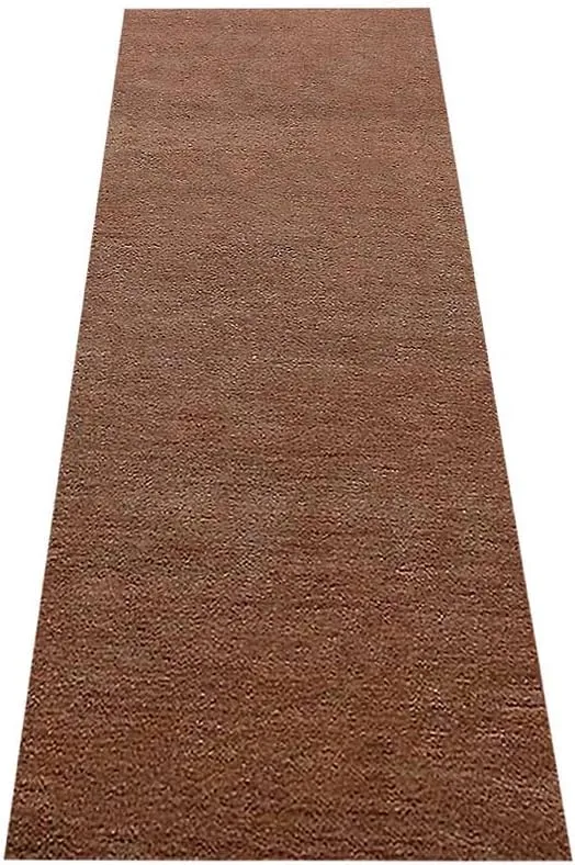 Hand Knotted Loom Wool ECO-Friendly Area Rugs - 2'6''x10', Runner, Light Brown Color, Solid Plain Design, High Pile Thick Handmade Anti Skid Rugs for Living Room (L00111)