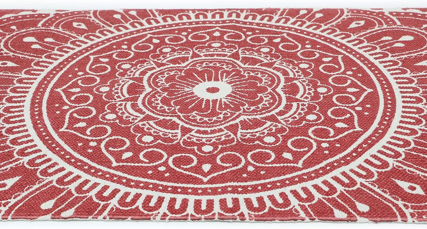 Hand Woven 100% Cotton Yoga Mat- Thick Handloom Made in India- for Gym Floor Exercise - Runner for Bedroom