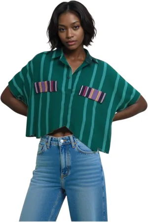 Hand Woven ASO Oke Top with Striped Pattern
