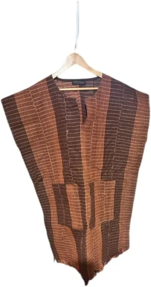Hand Woven Striped Poncho Dress