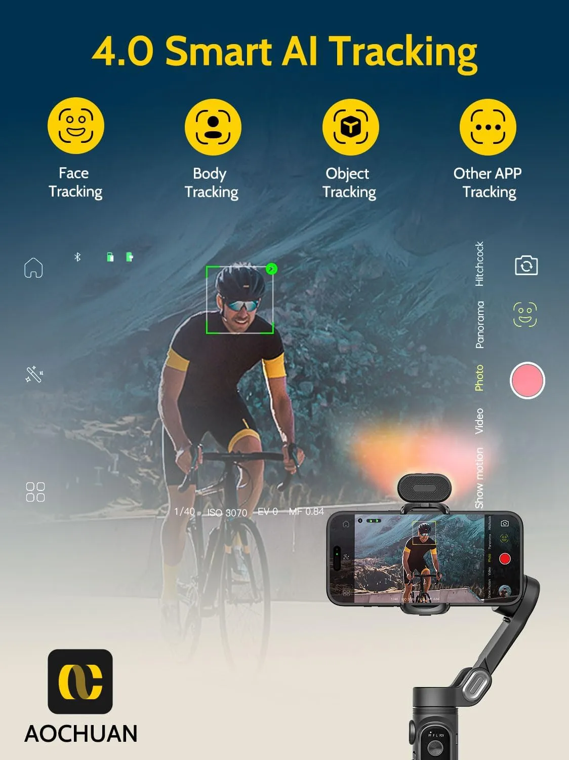 Handheld 3-axis Gimbal Stabilizer for iPhone&Android Smartphone Gimbal Anti-Shake w/ 1/4 Thread,RGB Magnetic Light,AI Tracking Phone Holder for Vlogging for TikTok,YouTube-Smart X Kit Black