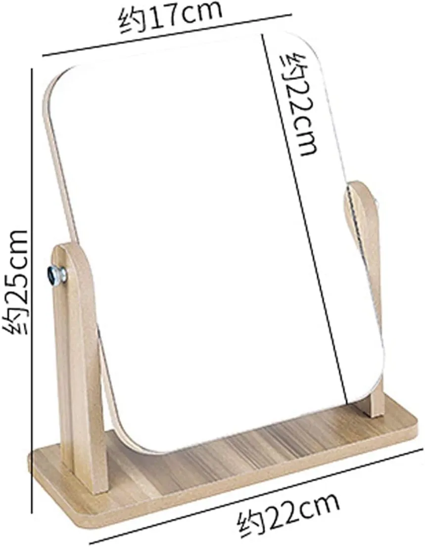 Handheld Wooden Desktop Vanity Mirror Desktop Portable Folding Home Makeup Mirror (A 17 * 25 * 22 cm)