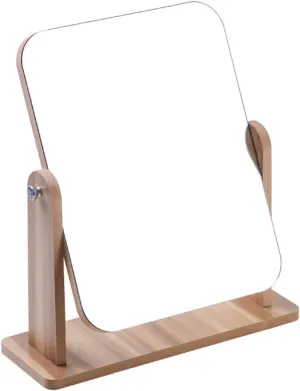 Handheld Wooden Desktop Vanity Mirror Desktop Portable Folding Home Makeup Mirror (A 17 * 25 * 22 cm)