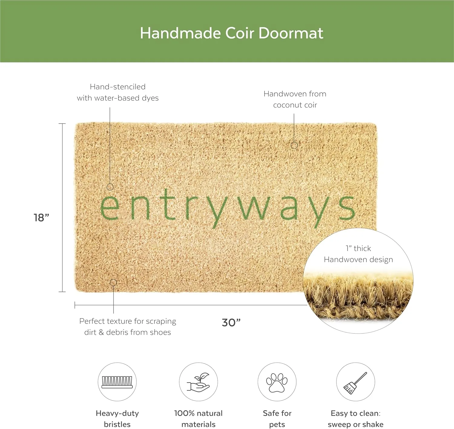 Handmade Doormat - Zebra Herd, 18"x30"
