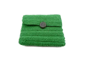 HANDMADE GREEN COIN PURSE, Woven Wallet, Knitted Hand Bag, Crochet Money Bag, Wool Purse Bag, Handmade Bag, Wool Money Bag for Women