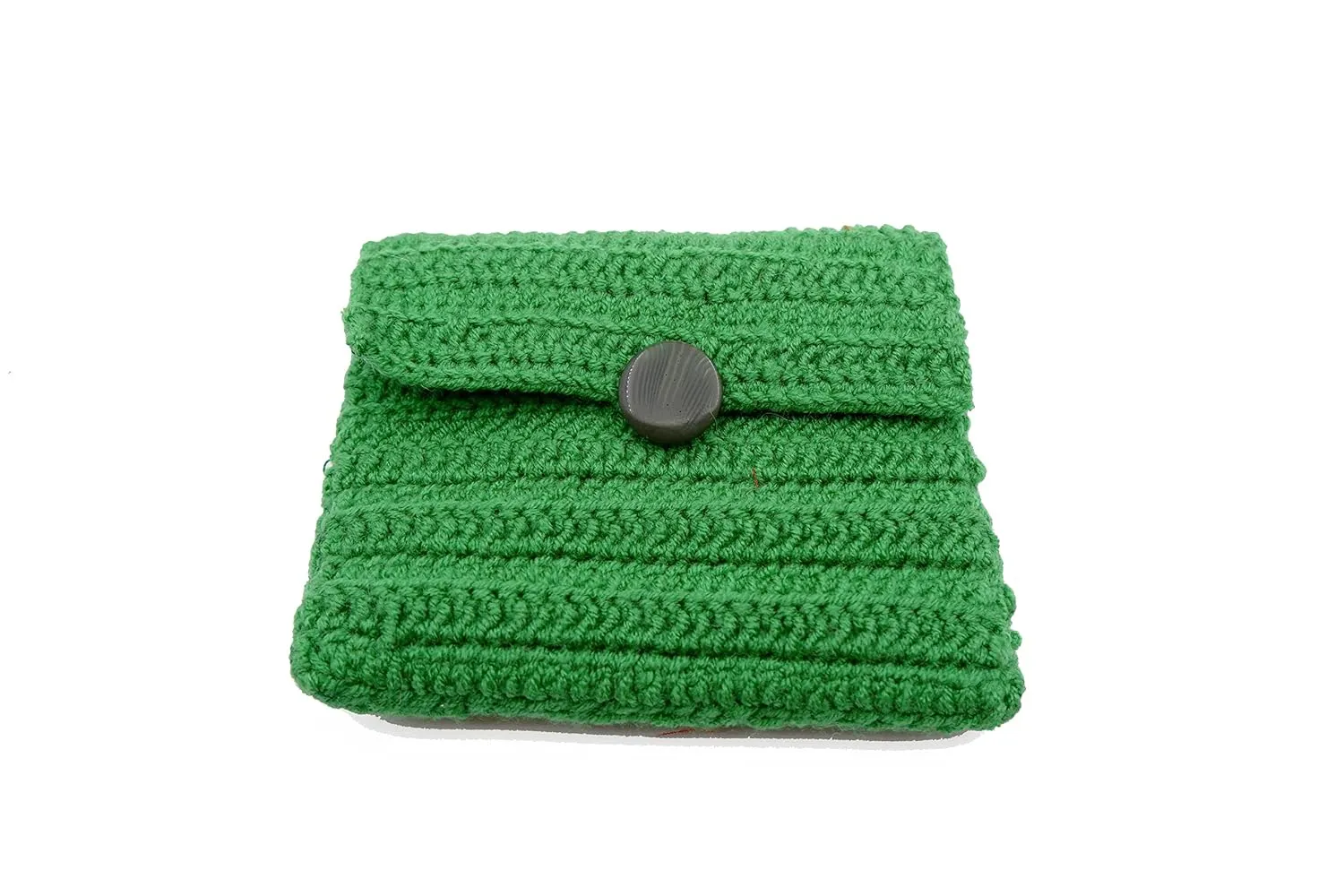 HANDMADE GREEN COIN PURSE, Woven Wallet, Knitted Hand Bag, Crochet Money Bag, Wool Purse Bag, Handmade Bag, Wool Money Bag for Women