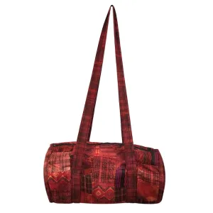 Handmade Guatemalan Traditional Corte Fabric Duffel Bag - Utz Orange Patchwork