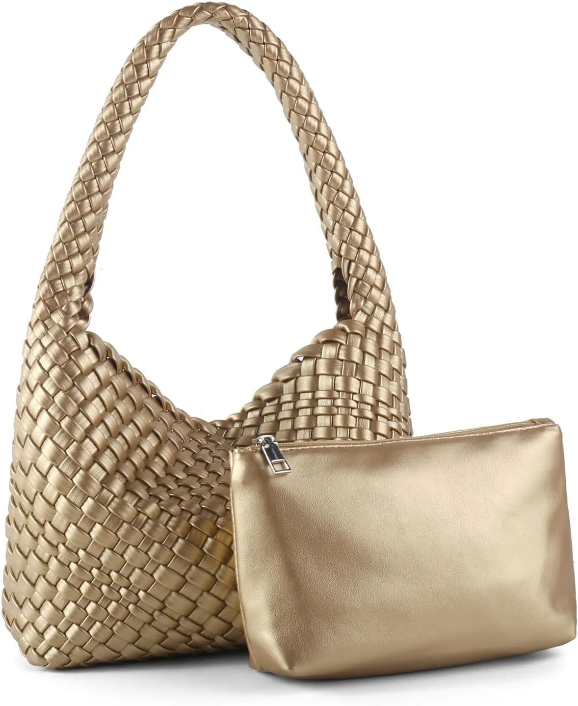 Handmade Woven Tote Bag - Women's Vegan Leather Shoulder Bag With Purses