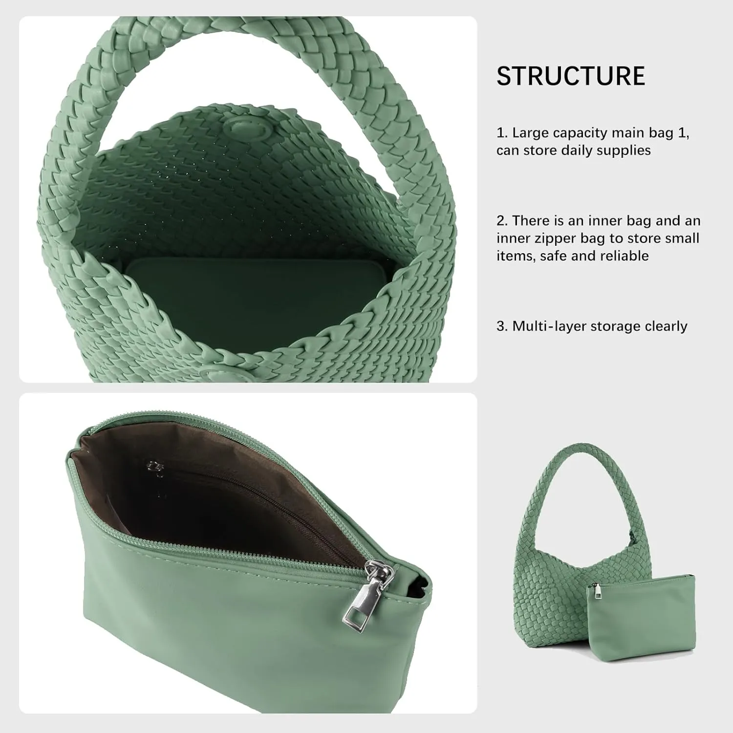 Handmade Woven Tote Bag - Women's Vegan Leather Shoulder Bag With Purses
