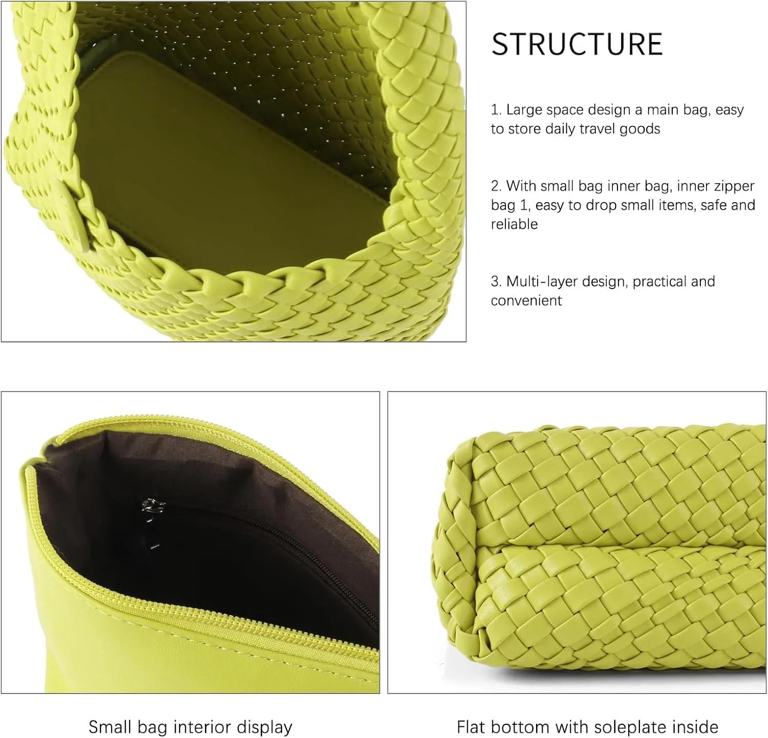 Handmade Woven Tote Bag - Women's Vegan Leather Shoulder Bag With Purses