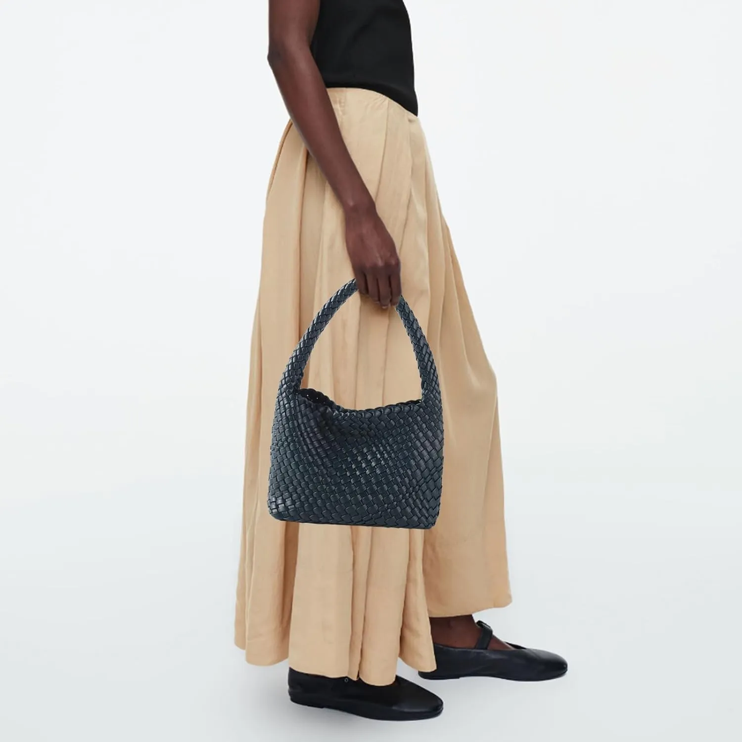 Handmade Woven Tote Bag - Women's Vegan Leather Shoulder Bag With Purses