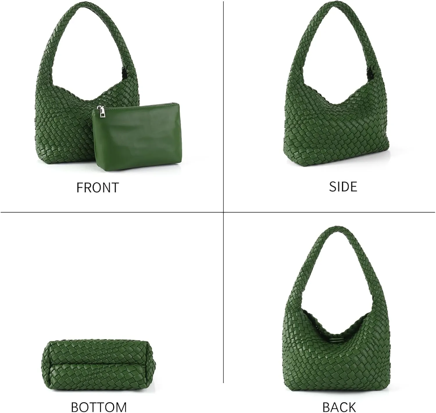 Handmade Woven Tote Bag - Women's Vegan Leather Shoulder Bag With Purses