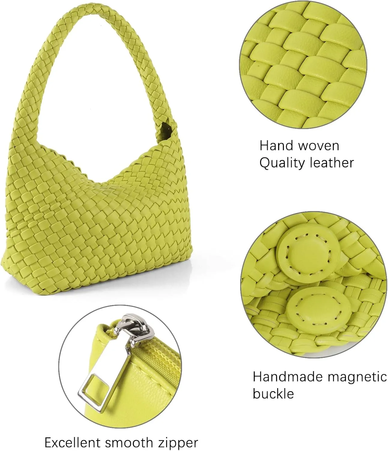 Handmade Woven Tote Bag - Women's Vegan Leather Shoulder Bag With Purses