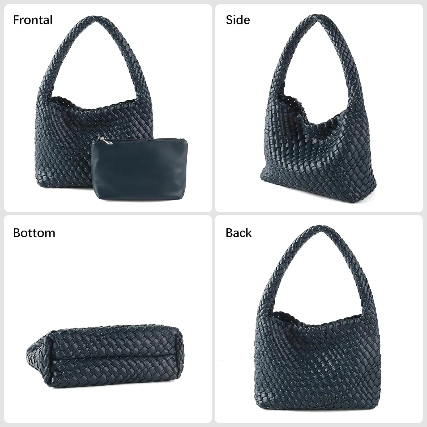 Handmade Woven Tote Bag - Women's Vegan Leather Shoulder Bag With Purses