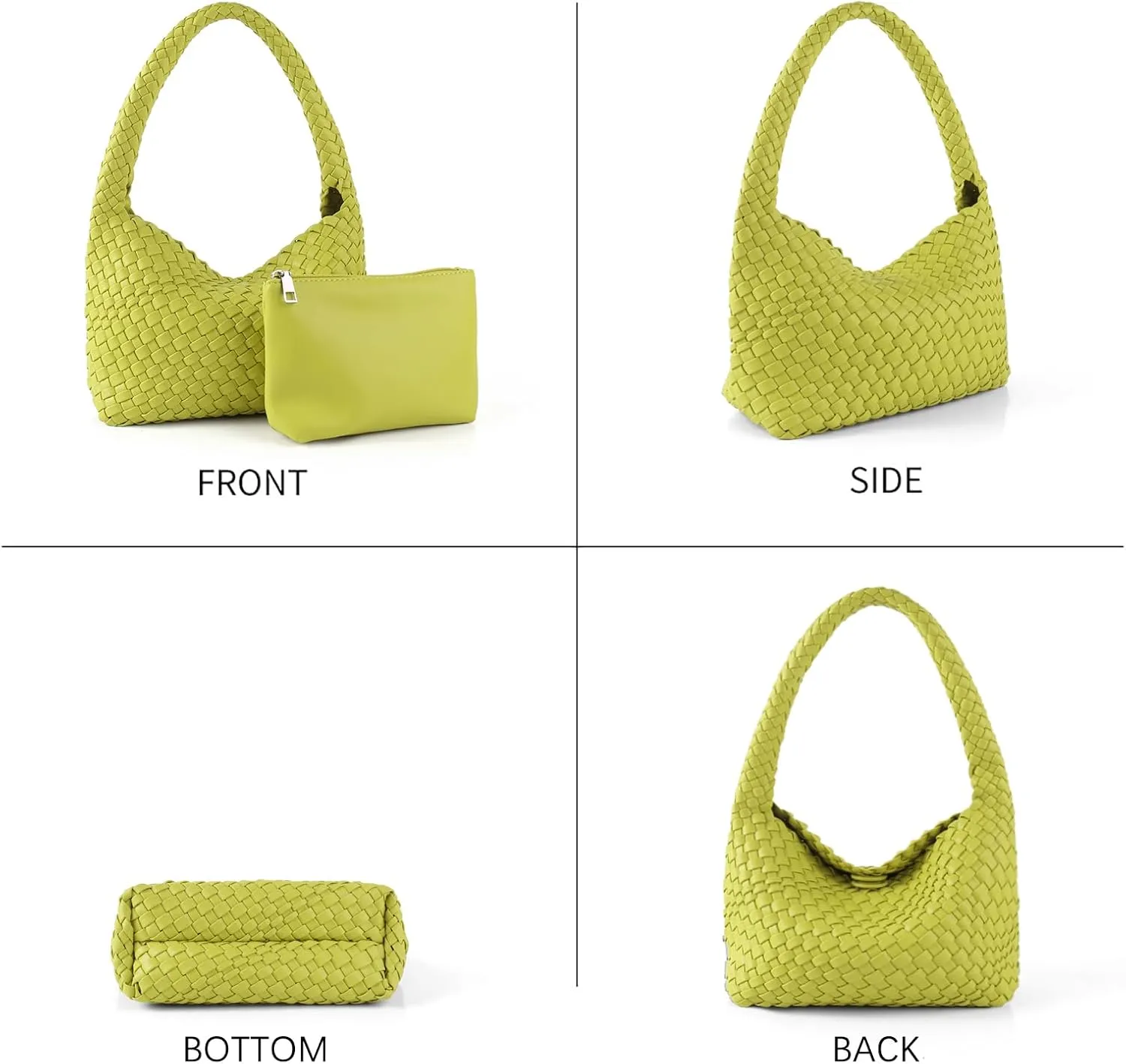 Handmade Woven Tote Bag - Women's Vegan Leather Shoulder Bag With Purses