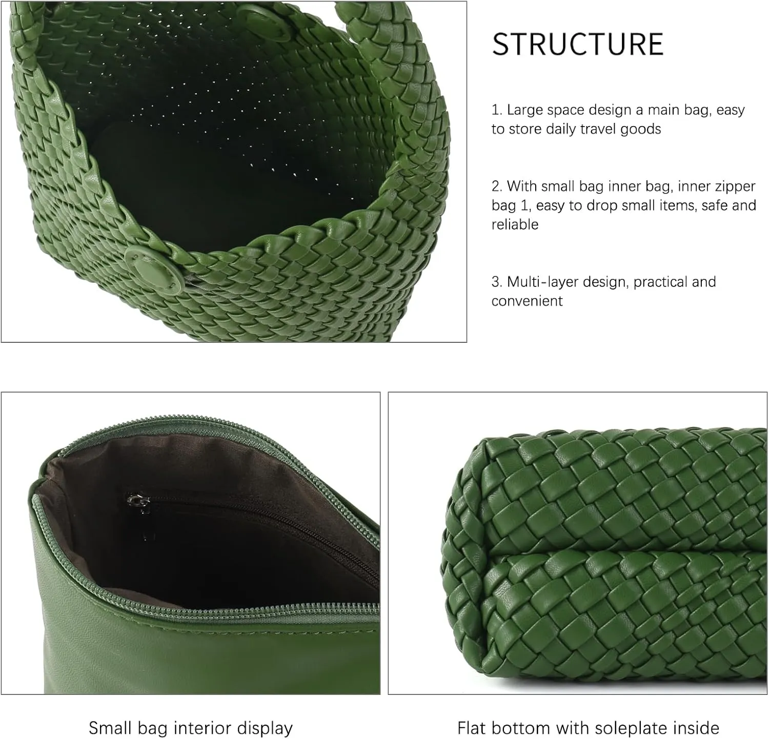 Handmade Woven Tote Bag - Women's Vegan Leather Shoulder Bag With Purses