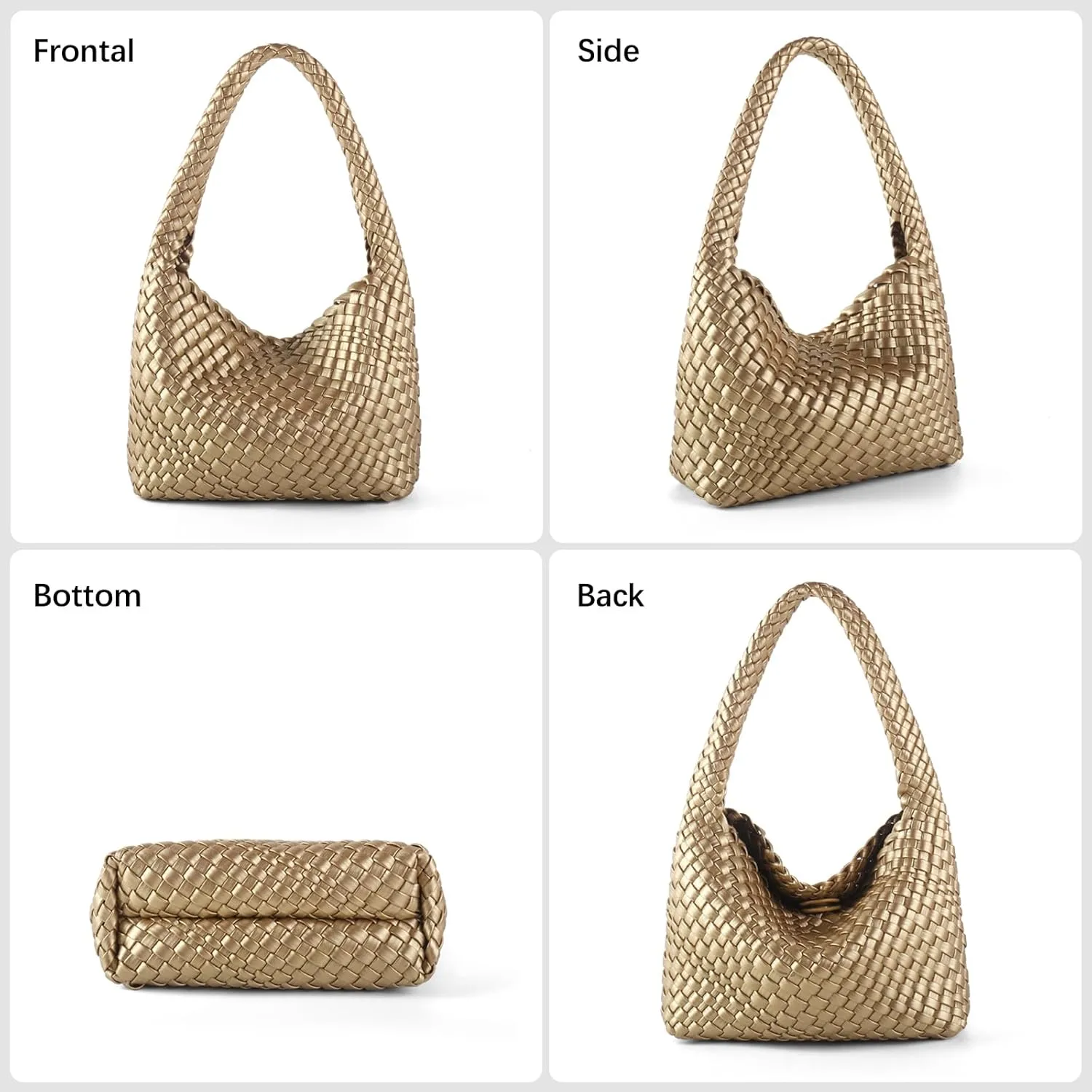 Handmade Woven Tote Bag - Women's Vegan Leather Shoulder Bag With Purses