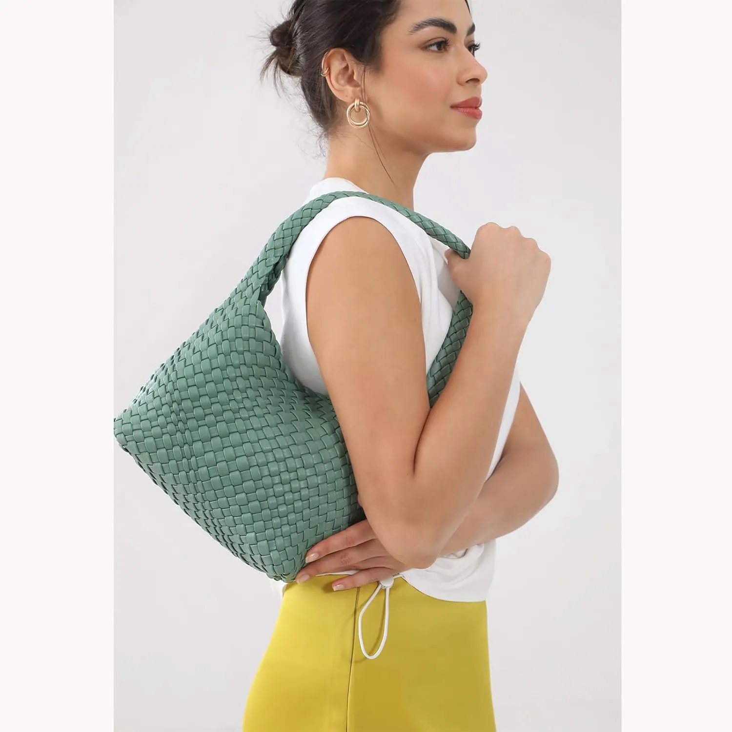 Handmade Woven Tote Bag - Women's Vegan Leather Shoulder Bag With Purses