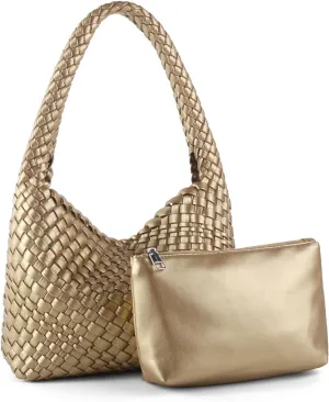 Handmade Woven Tote Bag - Women's Vegan Leather Shoulder Bag With Purses