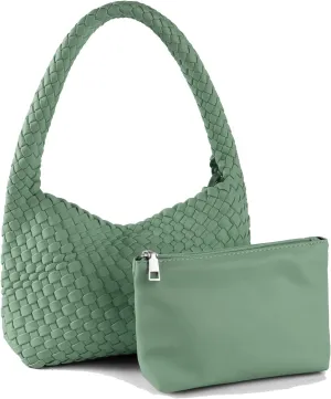 Handmade Woven Tote Bag - Women's Vegan Leather Shoulder Bag With Purses