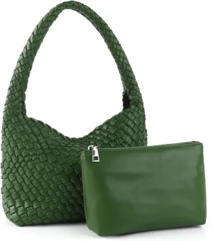 Handmade Woven Tote Bag - Women's Vegan Leather Shoulder Bag With Purses