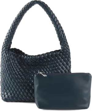 Handmade Woven Tote Bag - Women's Vegan Leather Shoulder Bag With Purses