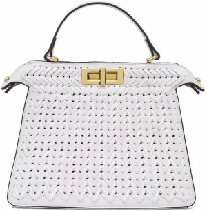 Handmade Woven Vegan Leather Square Handbag, Top Handle Stylish Crossbody Clutch Tote, Large Travel Beach Shoulder Hobo Bag