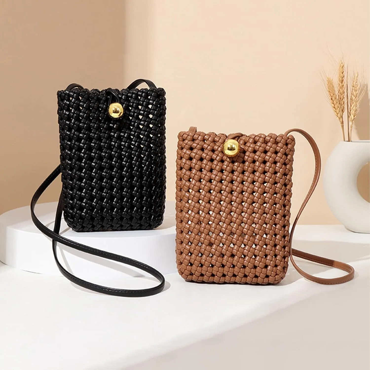 Handwoven Leather Crossbody Purse for Women