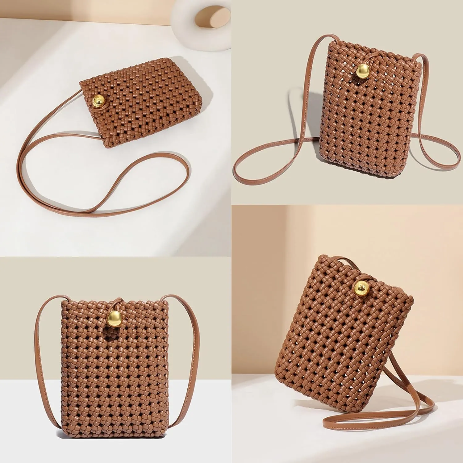 Handwoven Leather Crossbody Purse for Women
