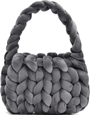 Handwoven Tote Bags for Women Chunky Yarn Knit Shoulder Bag Handmade Braided Purse