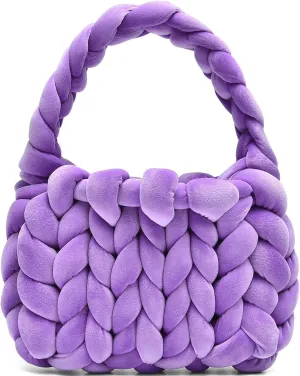 Handwoven Tote Bags for Women Chunky Yarn Knit Shoulder Bag Handmade Braided Purse