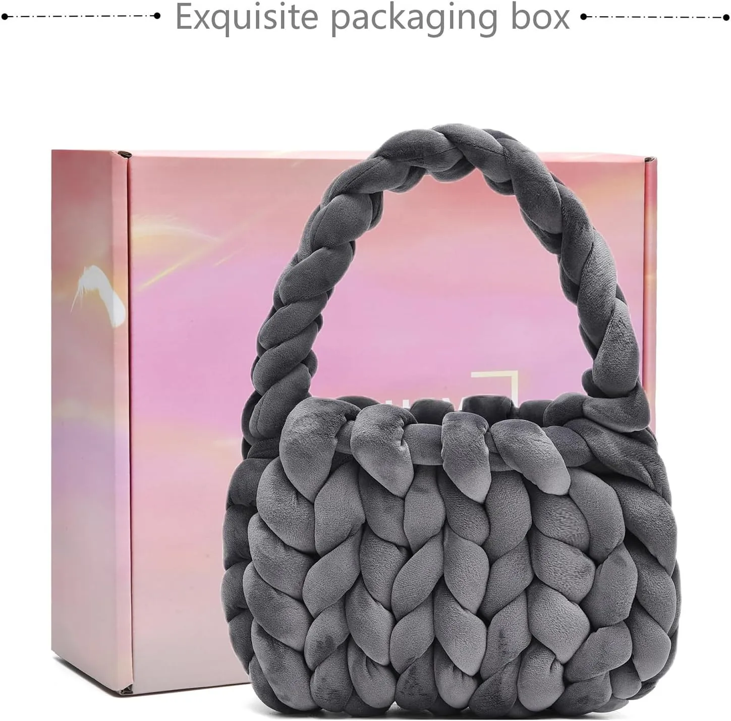 Handwoven Tote Bags for Women Chunky Yarn Knit Shoulder Bag Handmade Braided Purse