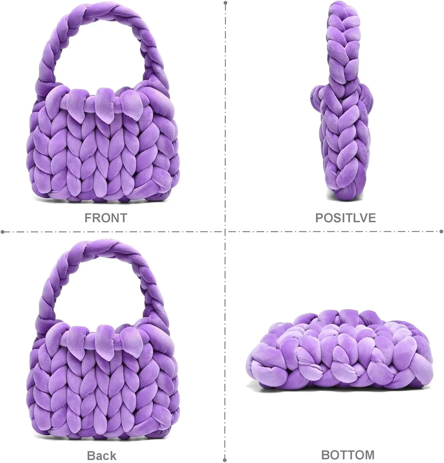 Handwoven Tote Bags for Women Chunky Yarn Knit Shoulder Bag Handmade Braided Purse