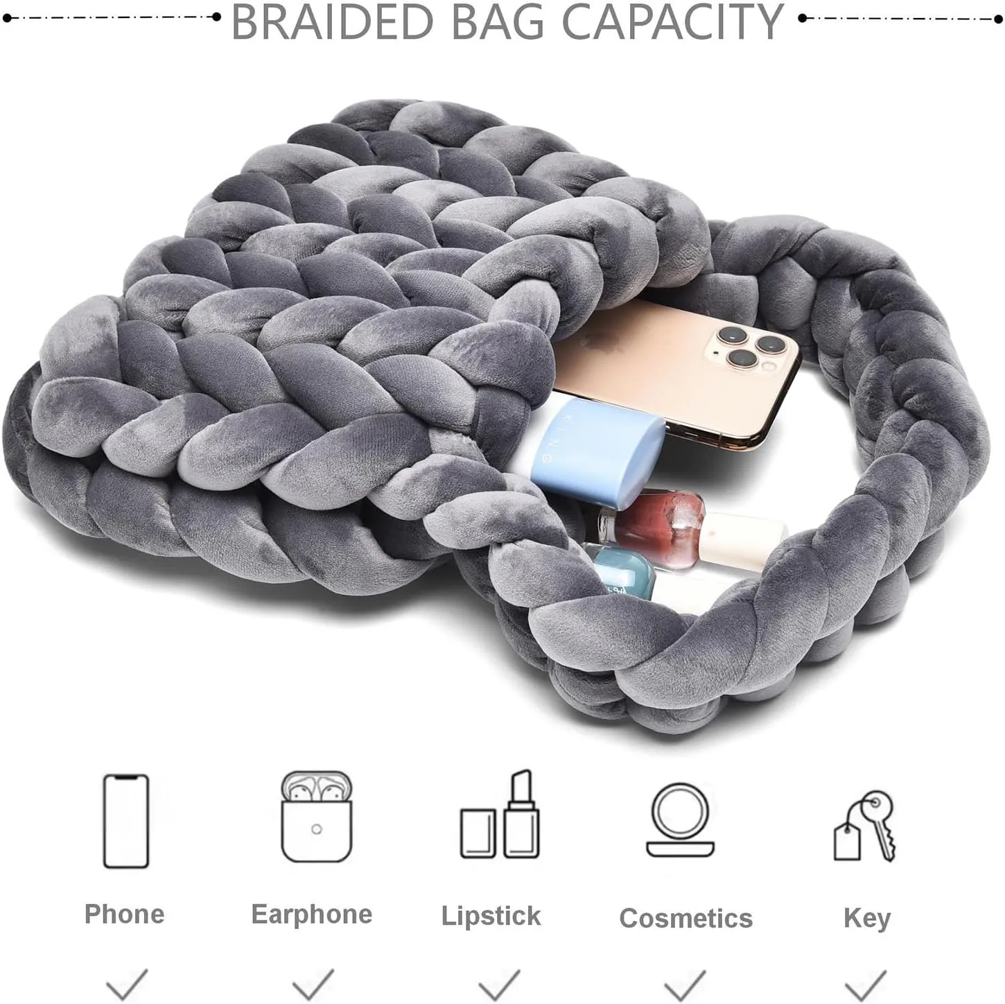 Handwoven Tote Bags for Women Chunky Yarn Knit Shoulder Bag Handmade Braided Purse