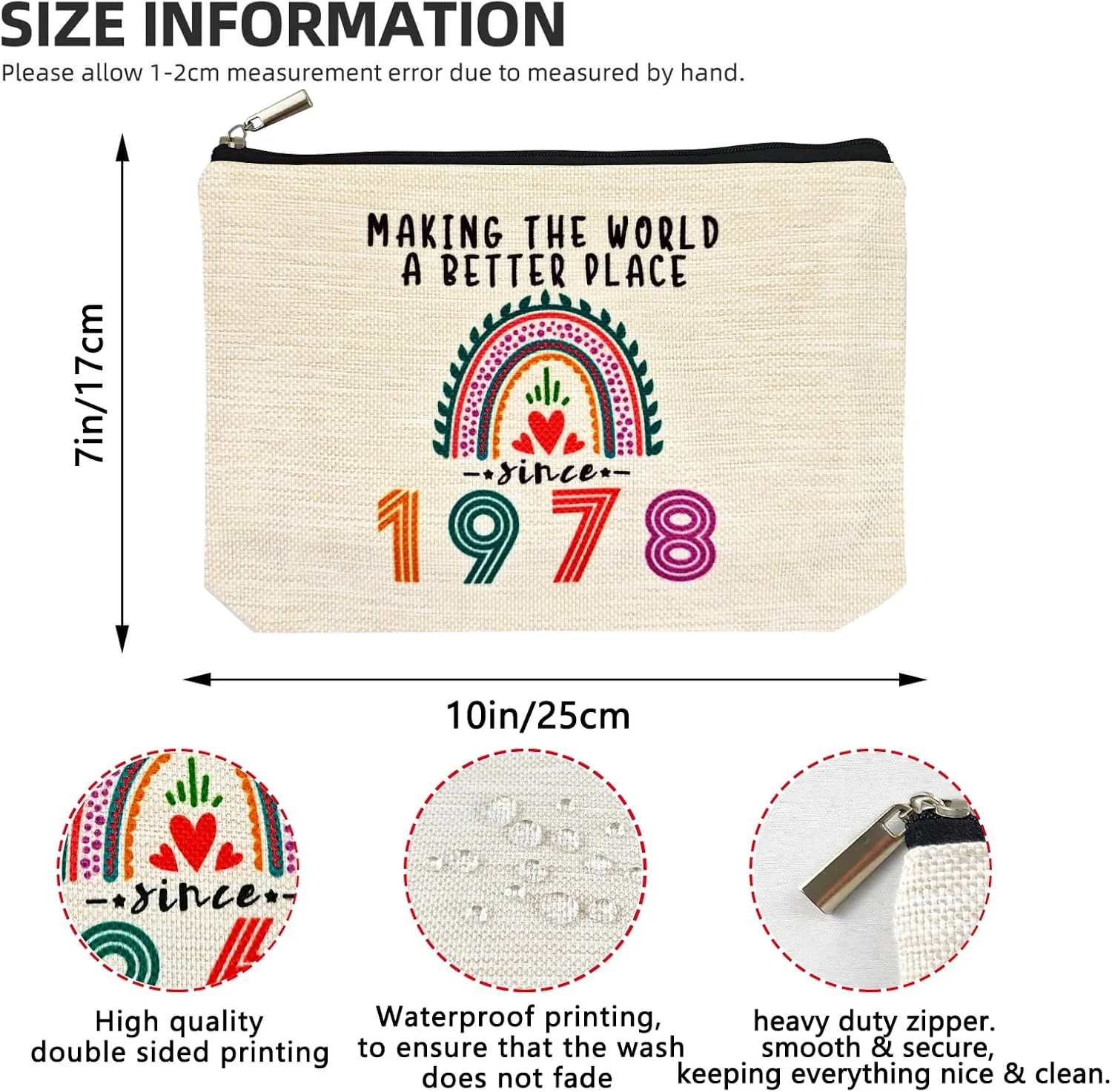 Happy 47th Birthday Gifts for Her Women Makeup Bag, Best 1978 Anniversary 47th Birthday Decorations, 47 Year old and Fabulous Gifts Ideas for Wife, Mom, Mothers Day, Christmas Cosmetic Travel Pouch