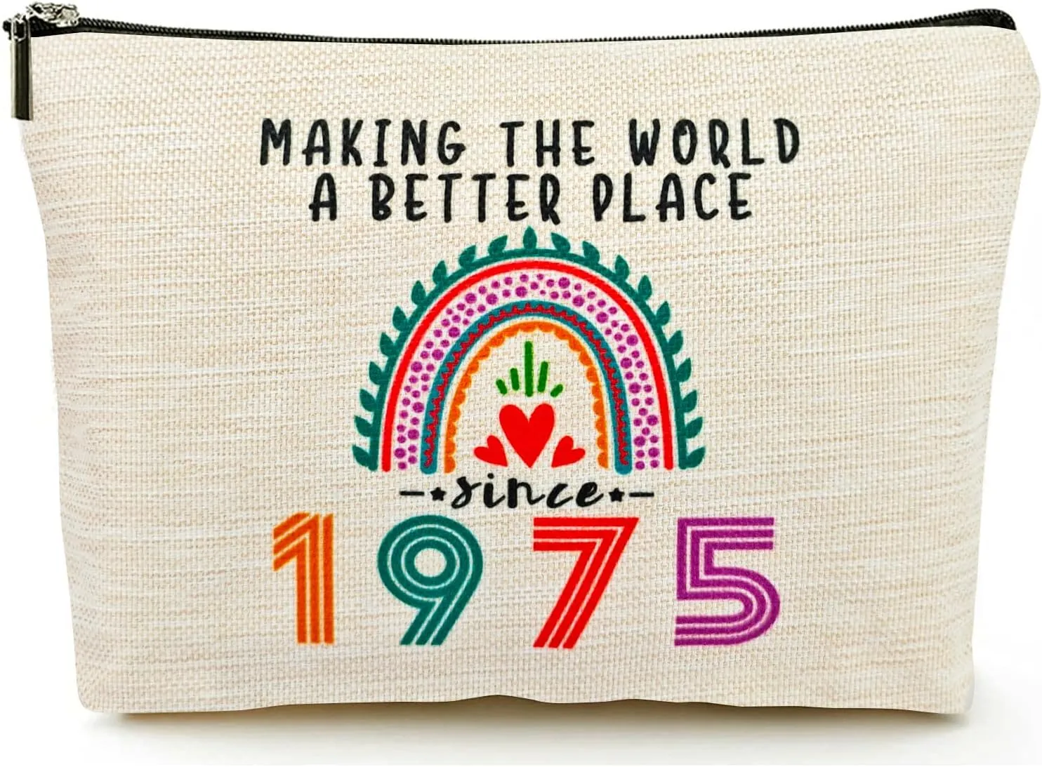 Happy 50th Birthday Gifts for Her Women Makeup Bag, Best 1975 Anniversary 50th Birthday Decorations, 50 Year old and Fabulous Gifts Ideas for Wife, Mom, Mothers Day, Christmas Cosmetic Travel Pouch