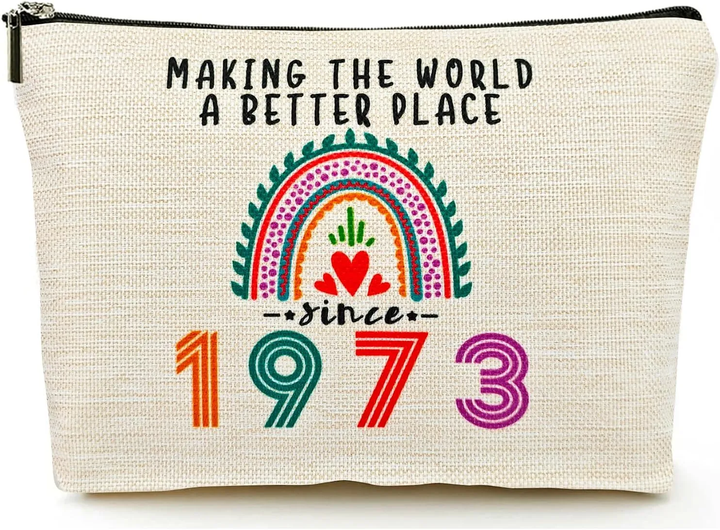 Happy 52nd Birthday Gifts for Her Women Makeup Bag, Best 1973 Anniversary 52nd Birthday Decorations, 52 Year old and Fabulous Gifts Ideas for Wife, Mom, Mothers Day, Christmas Cosmetic Travel Pouch