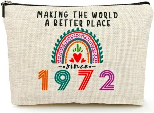 Happy 53rd Birthday Gifts for Her Women Makeup Bag, Best 1972 Anniversary 53rd Birthday Decorations, 53 Year old and Fabulous Gifts Ideas for Wife, Mom, Mothers Day, Christmas Cosmetic Travel Pouch