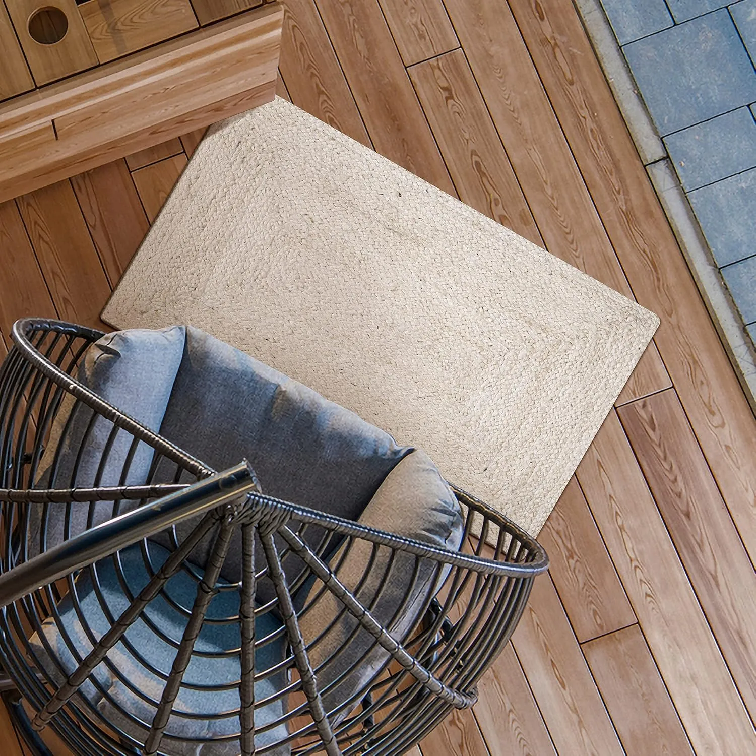 Hausattire Hand Woven Jute Braided Rug, 2'x3' – Off White, Reversible Boho Entry Area Rugs for Kitchen, Living Room I Farmhouse Indoor Outdoor Decorative Floor Rug, 24x36 Inches