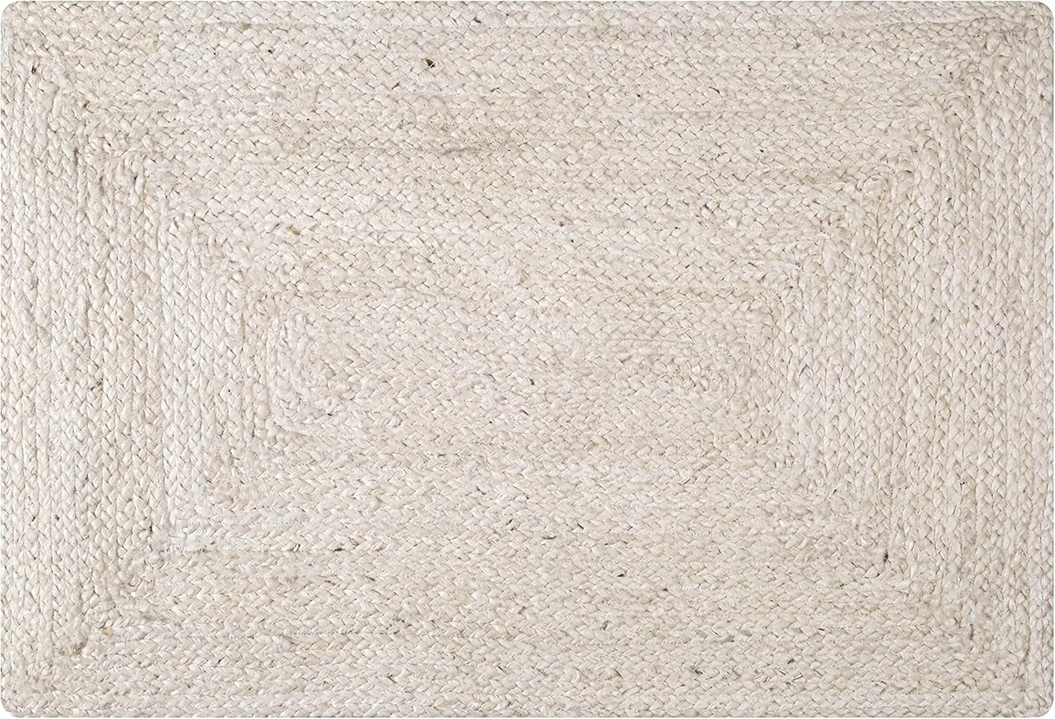 Hausattire Hand Woven Jute Braided Rug, 2'x3' – Off White, Reversible Boho Entry Area Rugs for Kitchen, Living Room I Farmhouse Indoor Outdoor Decorative Floor Rug, 24x36 Inches