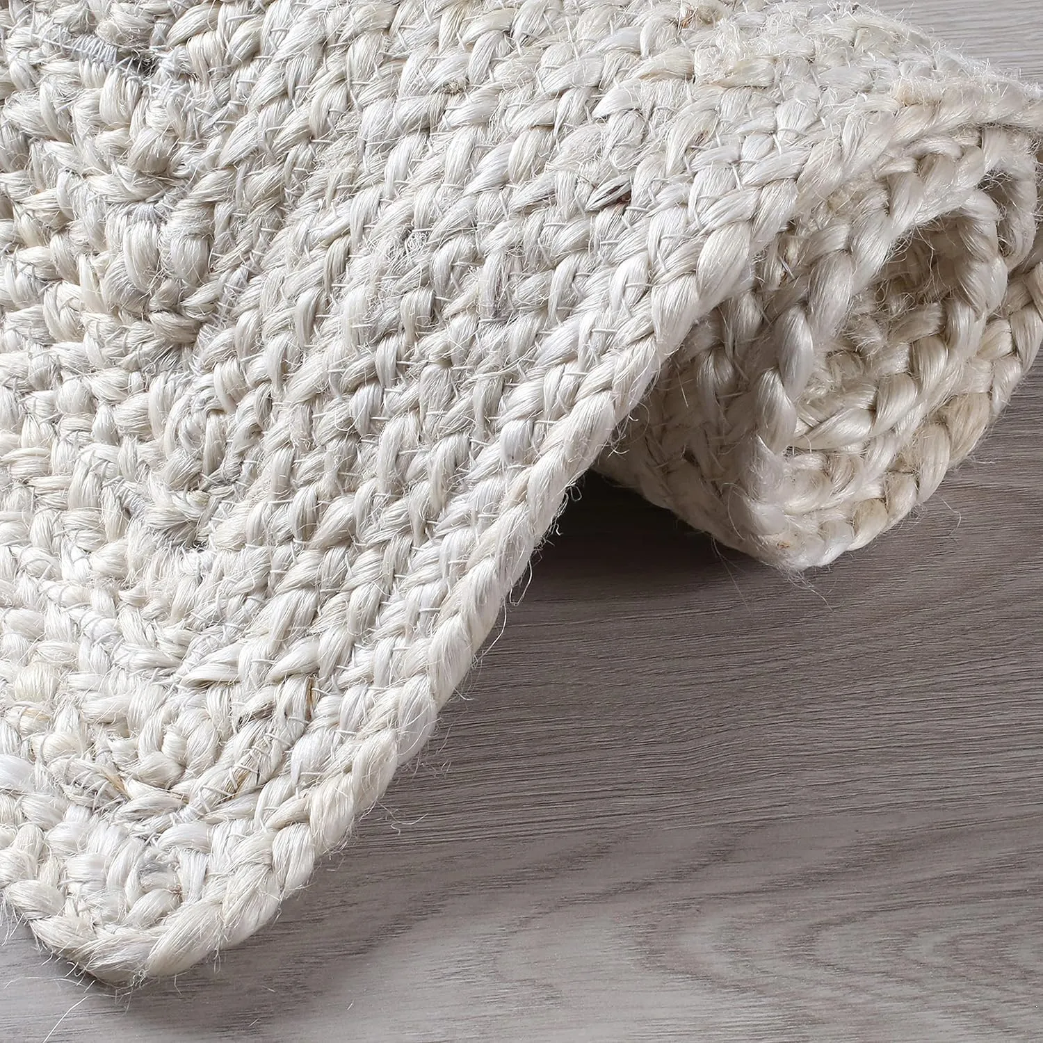 Hausattire Hand Woven Jute Braided Rug, 2'x3' – Off White, Reversible Boho Entry Area Rugs for Kitchen, Living Room I Farmhouse Indoor Outdoor Decorative Floor Rug, 24x36 Inches
