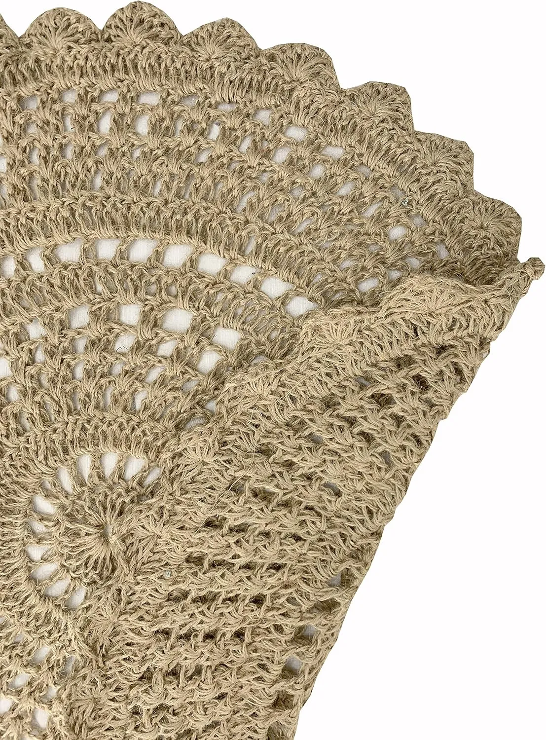 Hausattire Hand Woven Jute Crochet Rug, 3’ Round – Natural,Anti-Slip Accent Boho Entry Area Rugs for Kitchen, Living Room I Farmhouse Decorative Floor Rug, 3 Feet Round