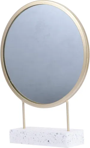 Healifty Countertop Cosmetic Mirror Multifunction Desktop Makeup Mirror Vanity Mirror for Bedrooon Home (Golden)