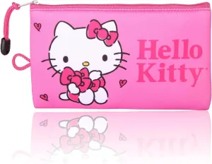 Hello Kitty Makeup Bag Official License, Pink Neoprene Zip Pouch for Travel, Sanrio Travel Gifts