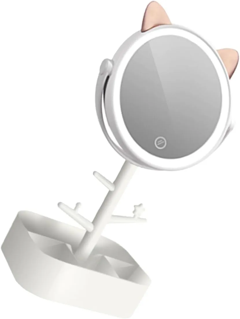 Hemoton Led Makeup Mirror with Magnifying Smart Dimming 360° Swivel Perfect for Bedroom Vanity Desk