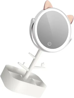 Hemoton Led Makeup Mirror with Magnifying Smart Dimming 360° Swivel Perfect for Bedroom Vanity Desk