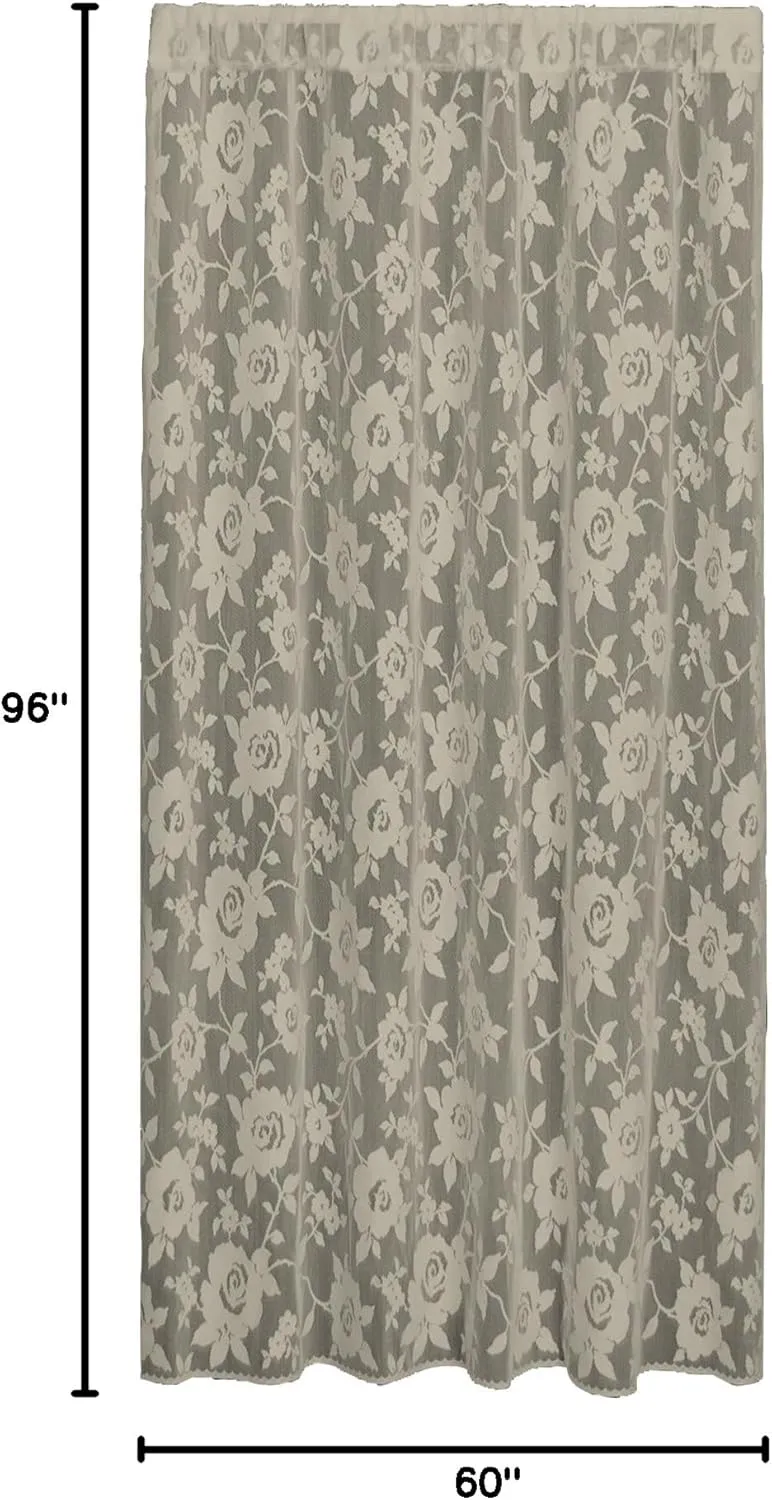 Heritage Lace Ashby Rose Panel, White, 60"x84"