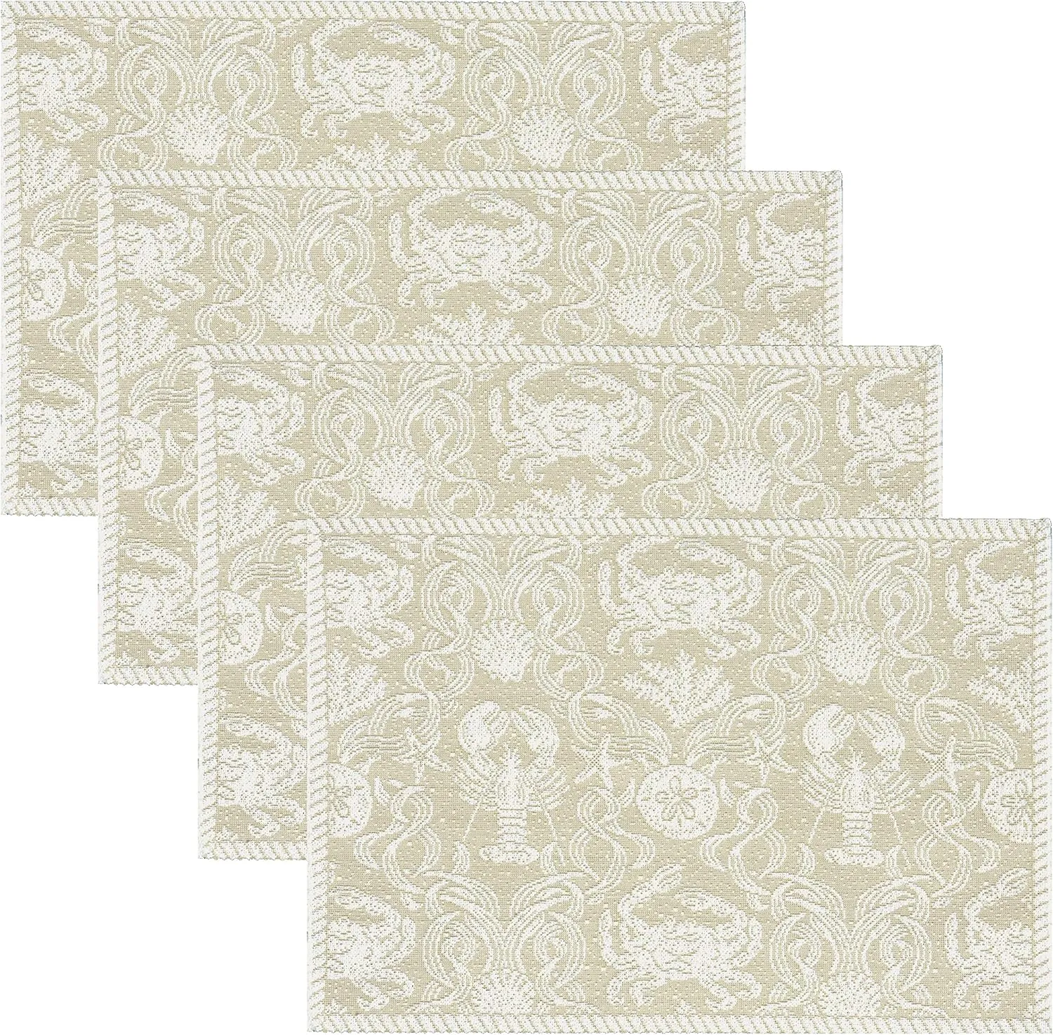 Heritage Lace Crab Damask Placemats, 14" x 20", Sand