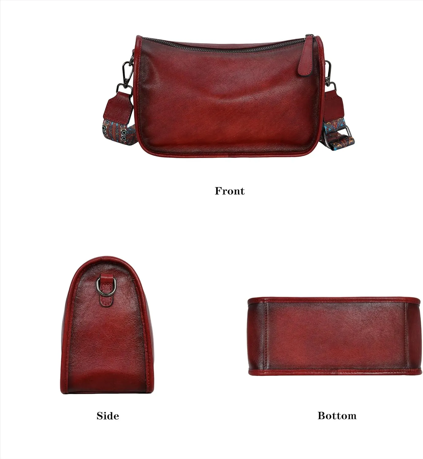 HESHE Crossbody Bag for Women Leather Hobo Purse Trendy Lightweight Boho Shoulder Bag with Two Straps Designer Cross Body Bag